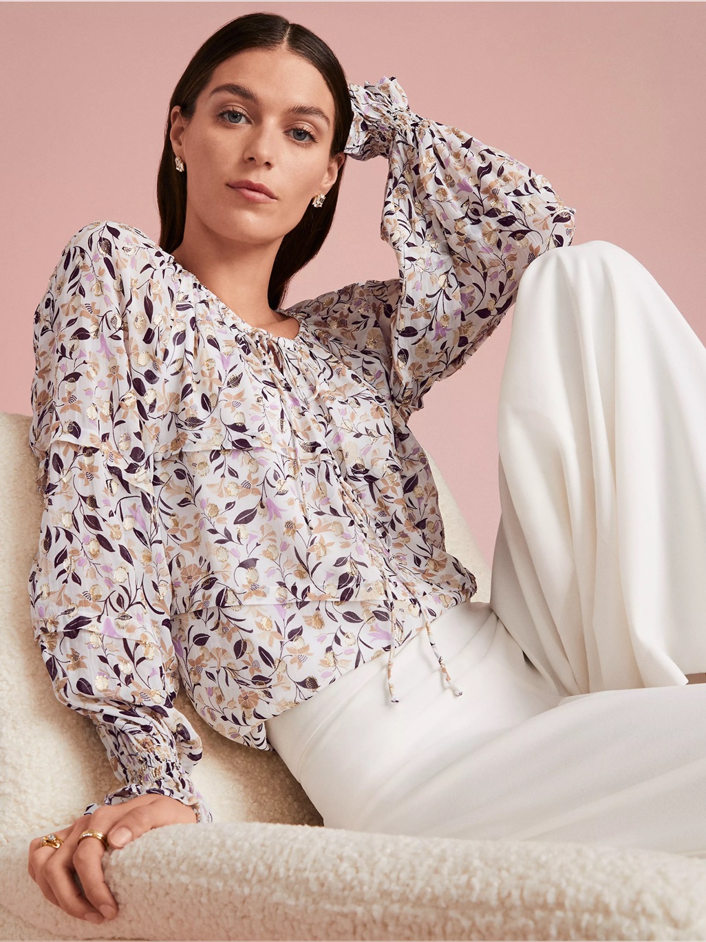 Nwt Ann Taylor Floral Blouse Sz M